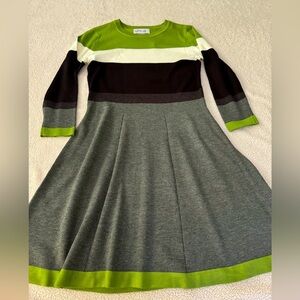 NWOT Jessica Howard Fit to Flare colorblock above knee sweater dress 3/4 sleeve